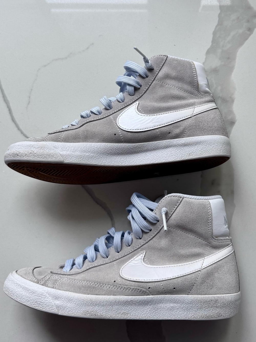 Girls Nike High Top Blazers Grey/Blue Size 6